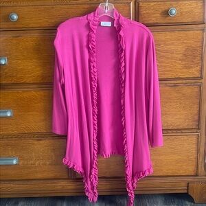 NYC Pink ruffle cardigan an worn one time Large